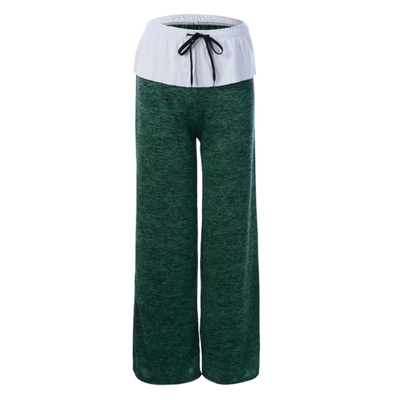 Laamei, женские свободные штаны, повседневные, одноцветные, на завязках, широкие брюки, женские, размера плюс, модные, длинные брюки, спортивные штаны, пижама - Цвет: Dark Green