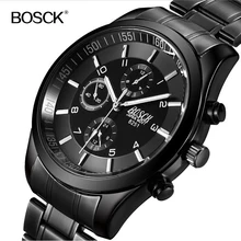 BOSCK marque hommes quartz montre De Luxe en acier plein Imperméable À L’eau montre de sport Mince Occasionnel hommes de mode d’affaires montre relogio masculino