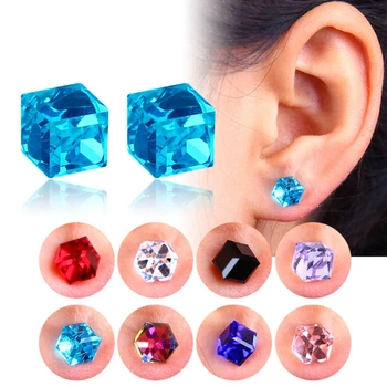 

1 Pairs Weight Loss Magnetic Water Cube Health Magnet Ear Stud For Women Girls