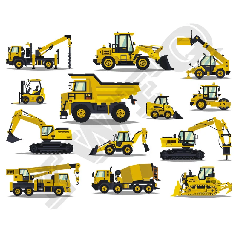 

Multi Excavators Heat Transfers For Family Children Clothes DIY Appliques Washable Ironing Sticker Construction Trucks Patches