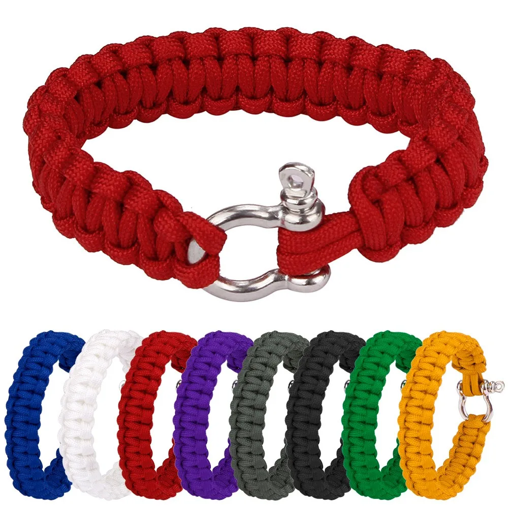 

Outdoor Paracord Survival Bracelet With Zinc Alloy Bow Shackle Rope Camping Ideal for camping,boating,hunting,hiking sports