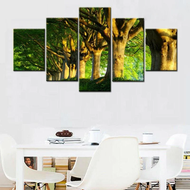 printed-painting-Home-Decor-GREEN-TREES-LANDSCAPE-5-PIECE-CANVAS-PAINTING-Wall-Art-Print-Poster-dorp (3)