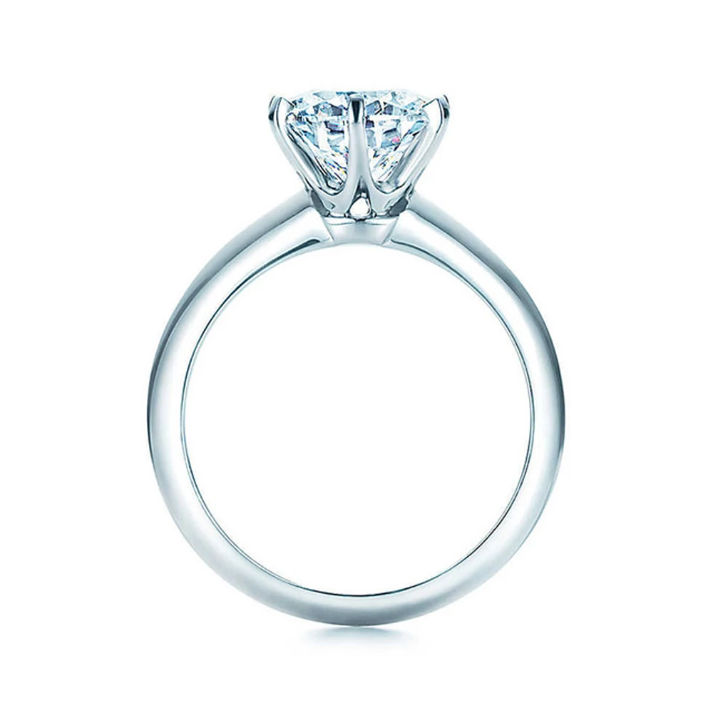 

100% S925 Sterling silver New TIFF Crown Six Claw Ring Fashion Design Charming Valentine's Day Gift Woman Fashion Jewelry