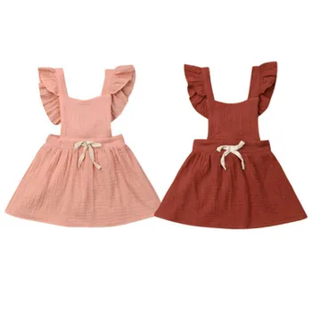 

0-36 Months Baby Girls Dress 2019 Summer Solid Pink Beach Dresses For Girl Sleeveless Holiday Kids Girls Overalls Dress Children