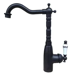 Black Oil Rubbed Brass Single Handle Swivel Spout Kitchen Sink Faucet  Cold & Hot Mixer Tap asf107