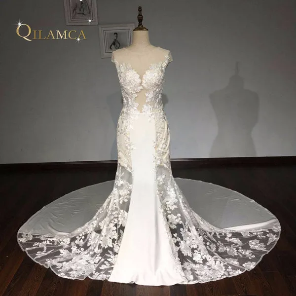 Vestidos De Noiva индивидуальный заказ свадебные платья цвета слоновой кости Кружево Свадебные платья Русалочки 2017 Aliexpress