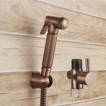 

Sales promotion NEW red bronze Brass 1/2' &7/8'' T-adapter +brass Hand held Bidet Spray Shattaf Kit Sprayer Jet