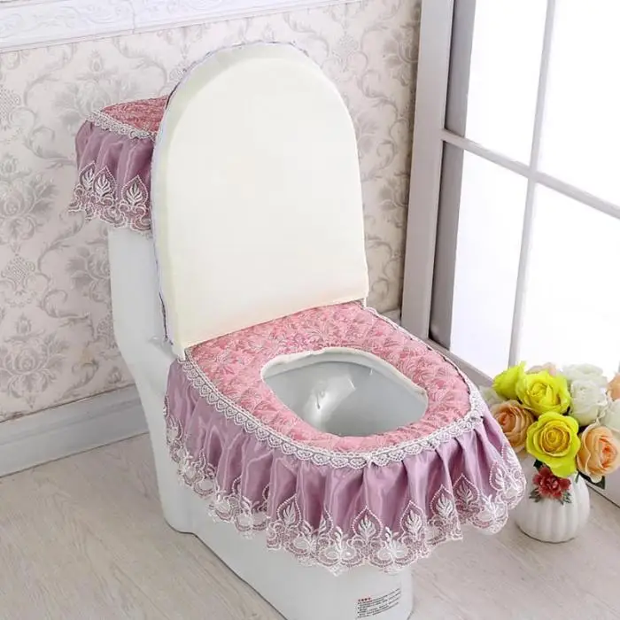 3 шт набор унитаз крышка кружева молния пылезащитный пальто WC прочные декорации коврики TT-best