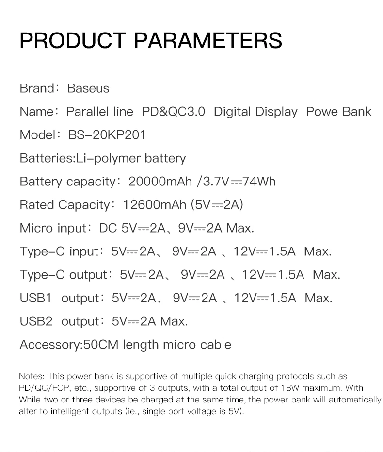 Baseus 20000 мАч Тип C PD быстрое зарядное устройство+ QC3.0 быстрое зарядное устройство Внешний аккумулятор для iPhone X samsung huawei внешний аккумулятор