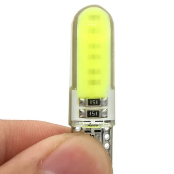 

10pcs T10 LED Bulbs W5W COB Car LED Silicone Small Lights White Light Spot License Interior Wedge Side Light Car-styling