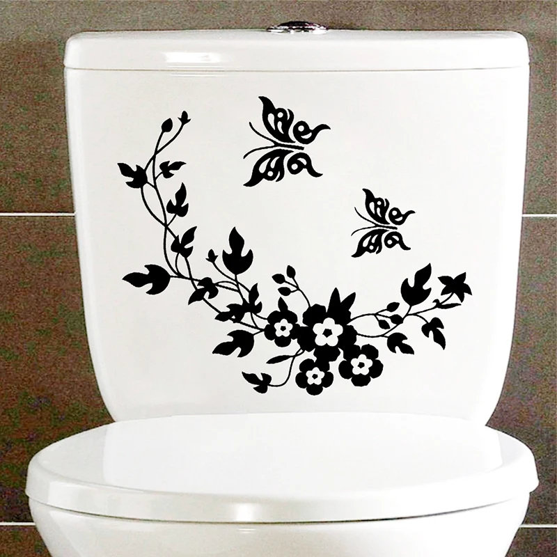 Черная классическая бабочка цветок Домашнее свадебное украшение настенные наклейки для гостиной кухни ванной декоративные цветочные росписи