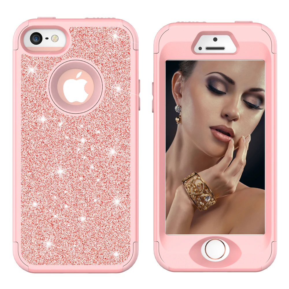 Rubriek Verwaarlozing Meesterschap Case For iPhone 5 5S Luxury Bling Armor Shockproof Glitter Sparkle Cover  Soft Silicon PC Hybrid Protect Phone Case for iPhone SE _ - AliExpress  Mobile