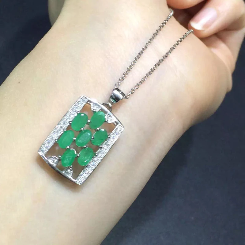 

2017 Qi Xuan_Fashion Jewelry_Colombian Green Stone Fashion Necklaces_S925 Solid Silver Pendant Necklaces_Factory Directly Sales