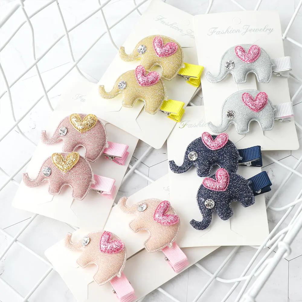 

2pcs Elephant Hair Clips for Children Hair Pin Baby Girls Hairpins Elephant Hairgrip Cute Animal Shaped Color Barrette