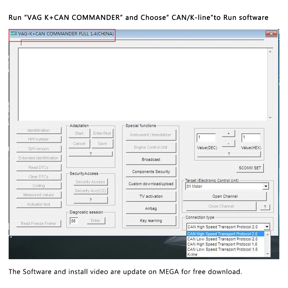 Vag COM K Can Commander 1,4 для vw/Seat/Audi OBD2 USB диагностический сканер Vag 1,4 PIC18F258+ FTDI FT232RL CAN K-line commander 1,4