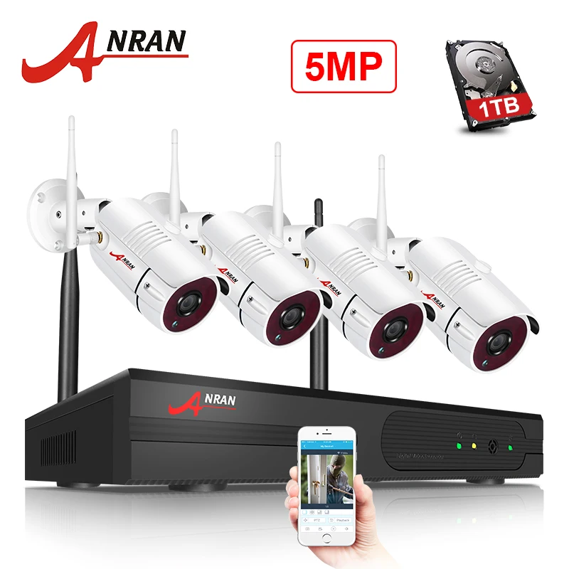 

ANRAN Wireless Security Camera System 5.0MP HD H.265 NVR Kit 4PCS IP Camera Wifi CCTV Camera System Auto Pair Video Surveillance