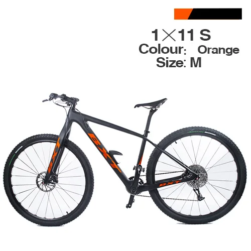 BXT 29 дюймов углеродное волокно горный велосипед 1*11 скоростной двойной дисковый тормоз 2" MTB Мужской Велосипед 29er колеса S/M/L рама полный велосипед - Цвет: M orange