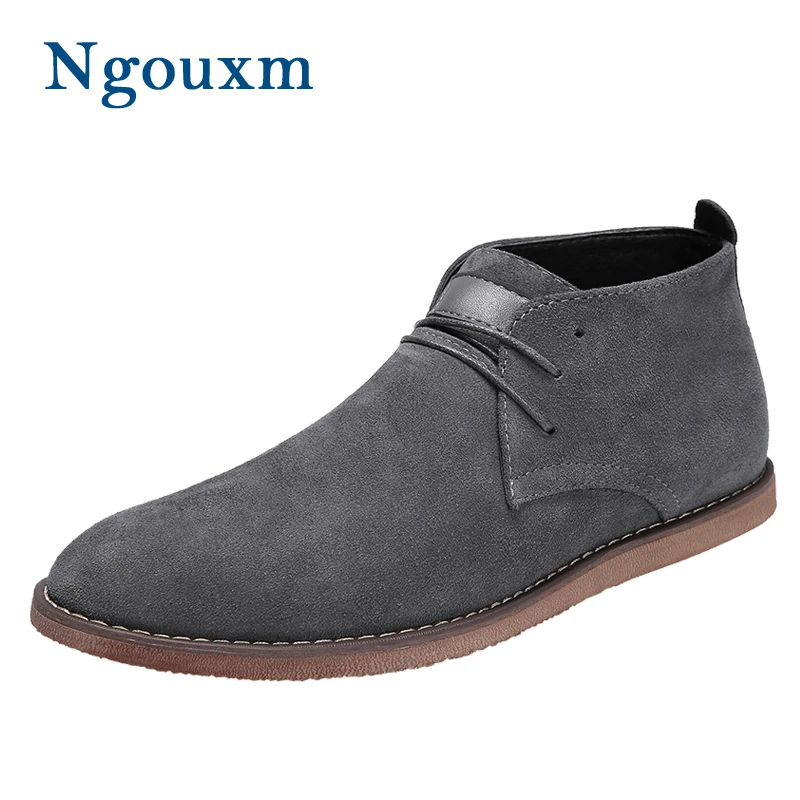 

Ngouxm Genuine Leather Derby Shoes Men Spring Autumn Suede Leather Men's Casual Shoes Breathable Handmade Sewing Man Flat Shoes