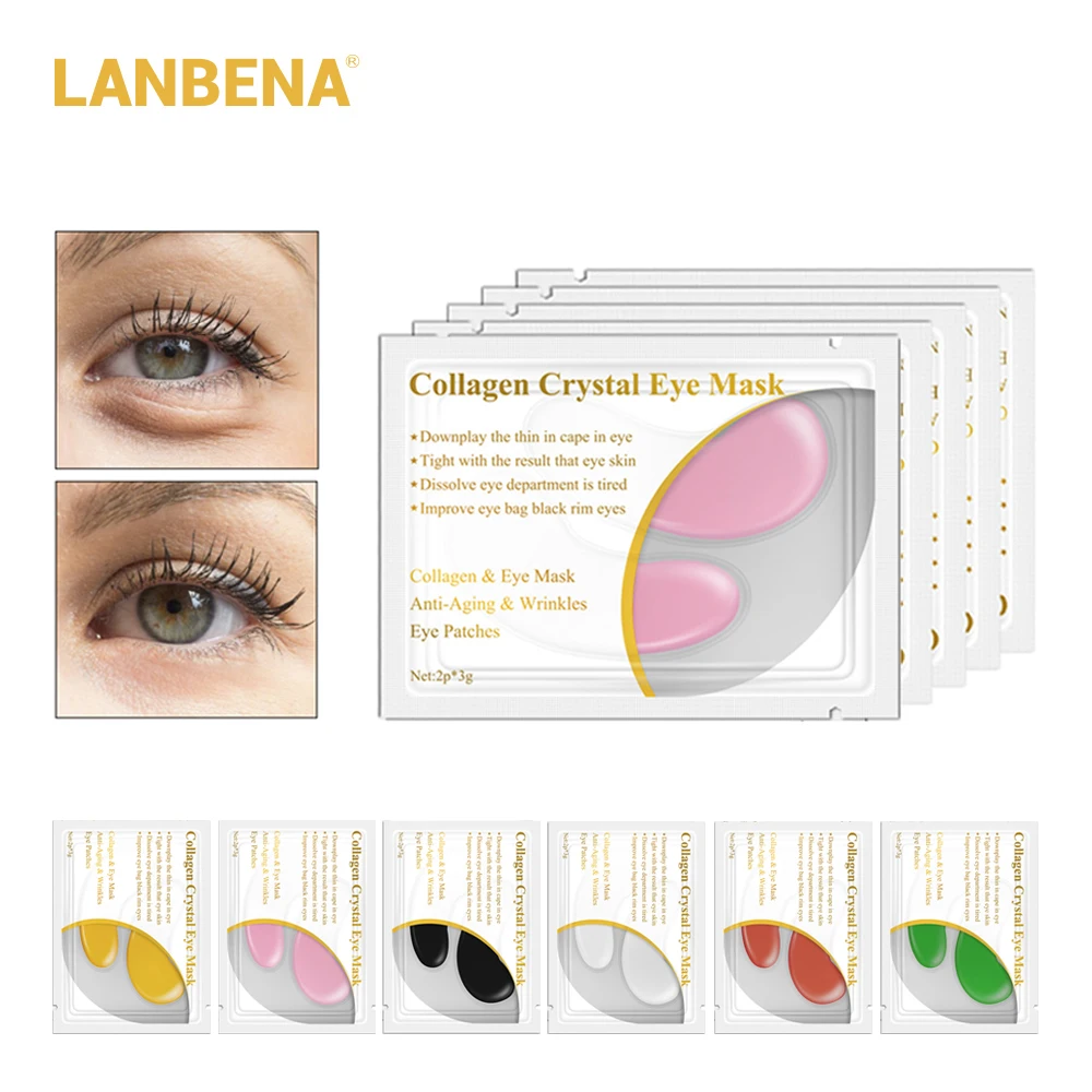 

Lanbena 1pcs 2pairs 24k Gold Crystal Collagen Eye Mask Eye Patches Dark Circle Puffiness Eye Bag Anti Wrinkle Face Care