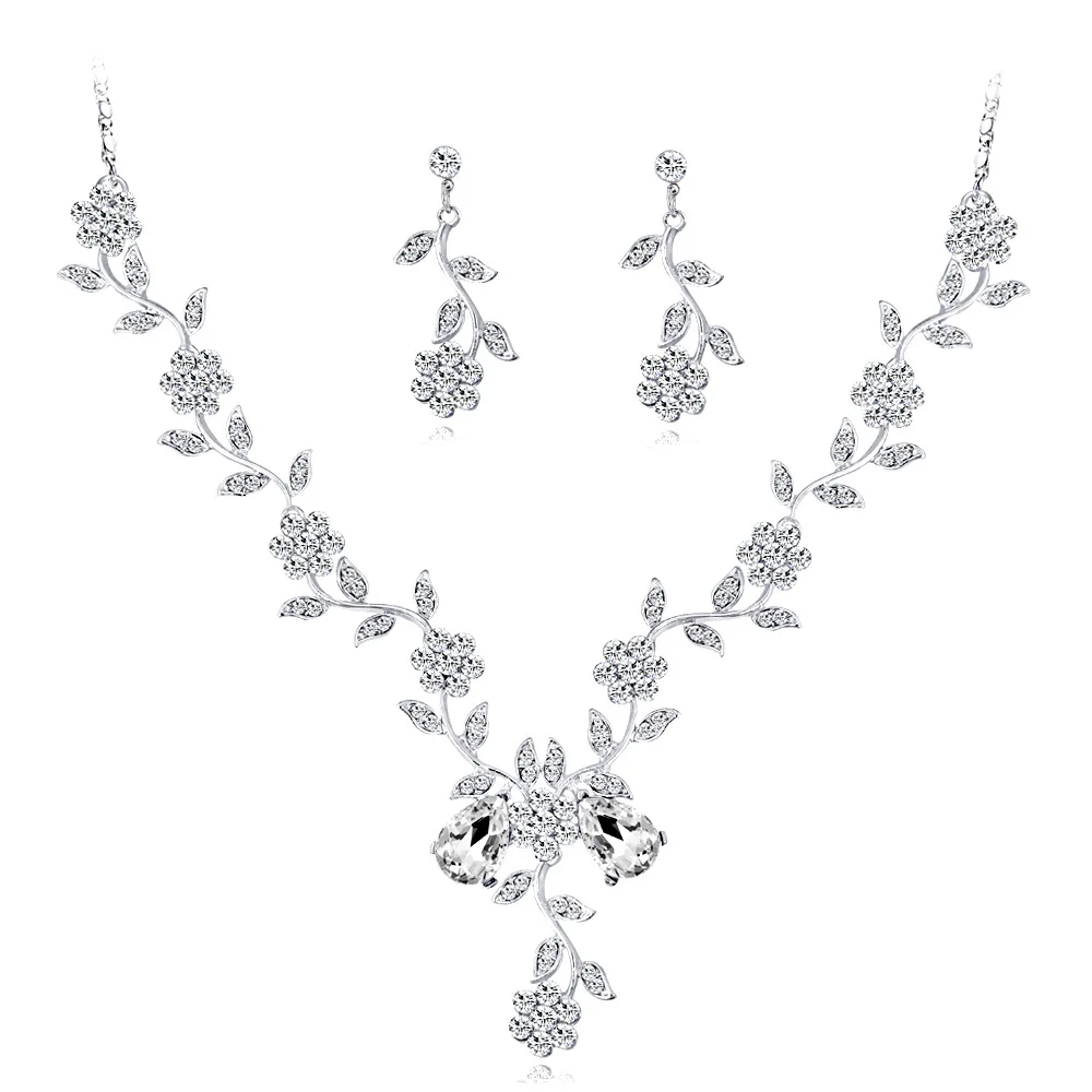 

Bridal necklace set ornament wholesale two-piece bridal alloy necklace earrings jewelry set