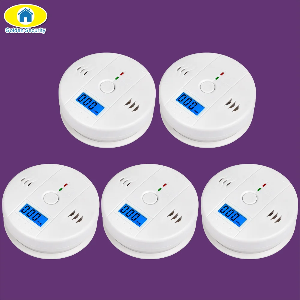 

Golden Security 5Pcs LCD Photoelectric Independent CO Gas Sensor Carbon Monoxide Poisoning Alarm Wireless CO Detector for Home