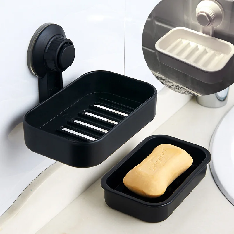 

KLX High quality Suction cup soap box Bathroom drain soap rack Creative Double layer Soap shelf Home Storage Organizer holder