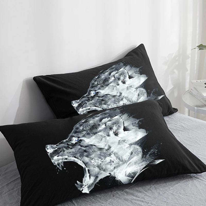 

3D HD Custom Pillow Case,2PCS Pillowcase 50x70/50x75/50x80/70x70,Decorative Pillow Cover Animal Abstract wolf,Bedding Drop ship