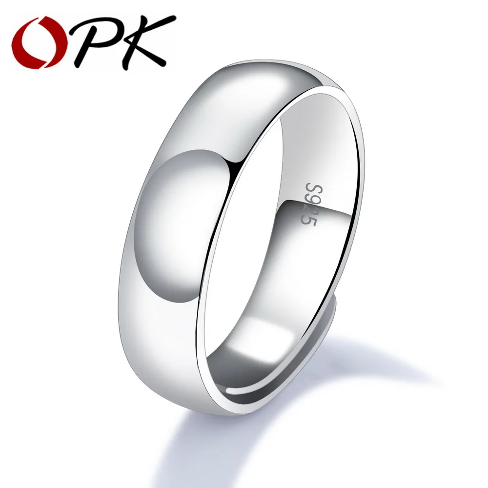 

OPK Classic 925 Sterling Silver Rings For Men Simple & Smooth Design Resizeable 3 Width Options Never Fade Open Band SJ003