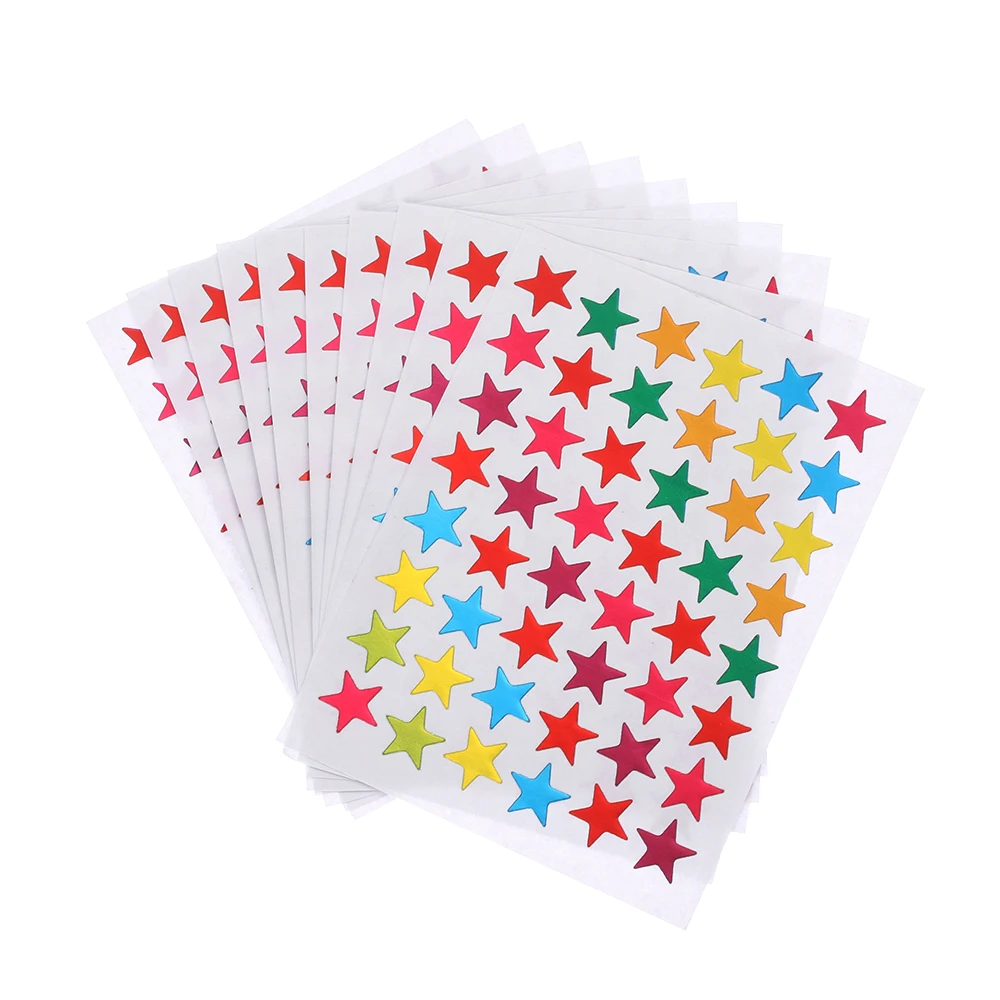 

10Pcs/ Bag Child Reward Flash Stickers Star Smiley Face Diary Photo Decor Gilding Stickers Mother Teacher Praise Label Award
