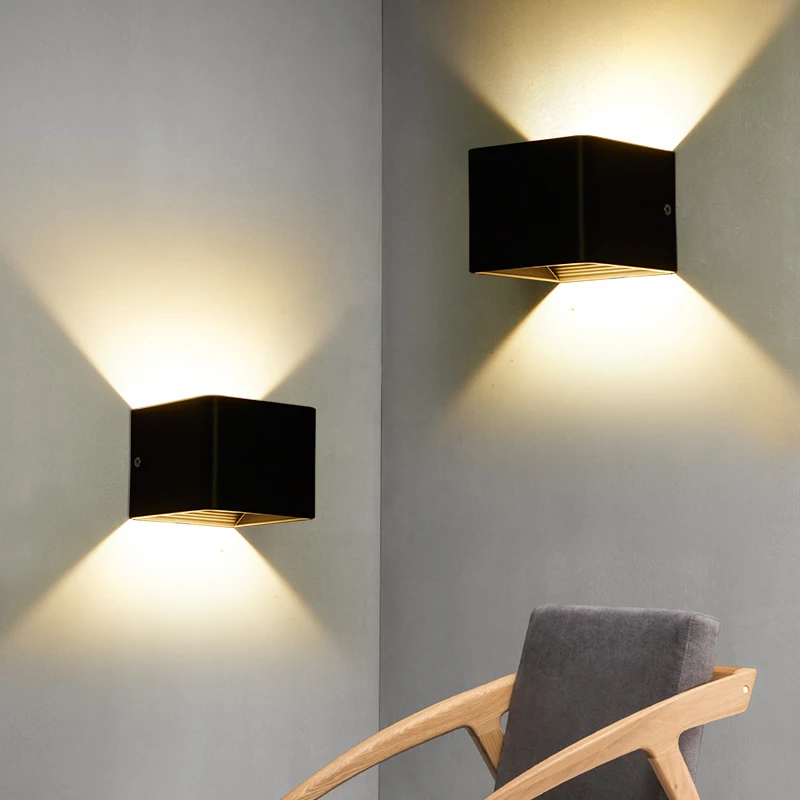 

LED indoor wall lamp square modern home lighting decorative bedside bedroom wall lamp bathroom corridor aluminum lamp 85-265v 7w