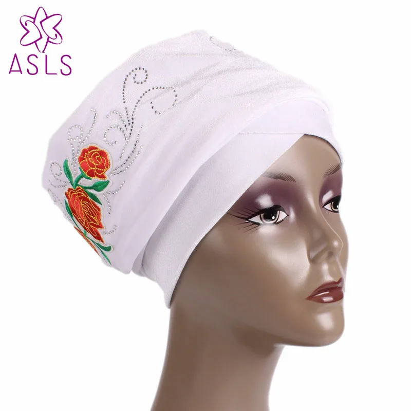 5PCS/Lot New Luxury Velvet Nigerian Turban rhinestone rose flower Hijab Extra Long Tube Head