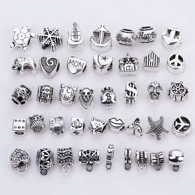Vintage Silver Metal Beads fit Pandora Charms Fashion DIY Handmade