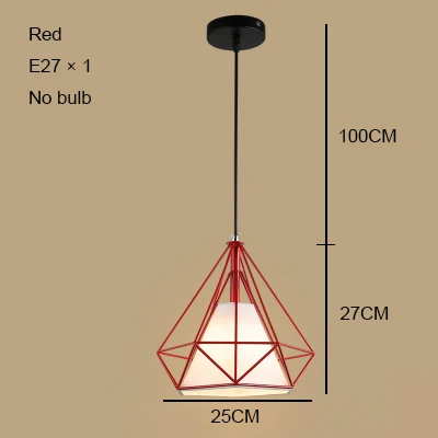 Современный промышленный подвесной светильник в виде клетки, винтажная железная Подвесная лампа, лампа в виде бриллиантовой пирамиды, птицы, лофт, лампа для столовой, кухни - Цвет корпуса: Type 15 no bulb
