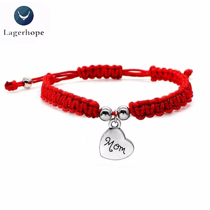 

Family Bless Thread Red Bracelet For Women MOM Bracelet Rope Jewelry Mother's Day Gift Lucky Jewelry Birthday Gift Gold Silver