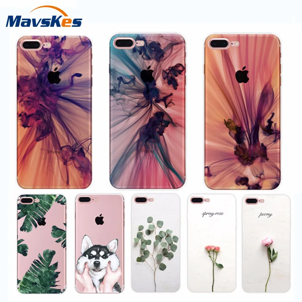 

Plants Painted Soft TPU Case For iphone 5s 5 6 6s Case Cover funda For iphone X 7 7 Plus 8 8Plus Rubber Silicon Shells Coque