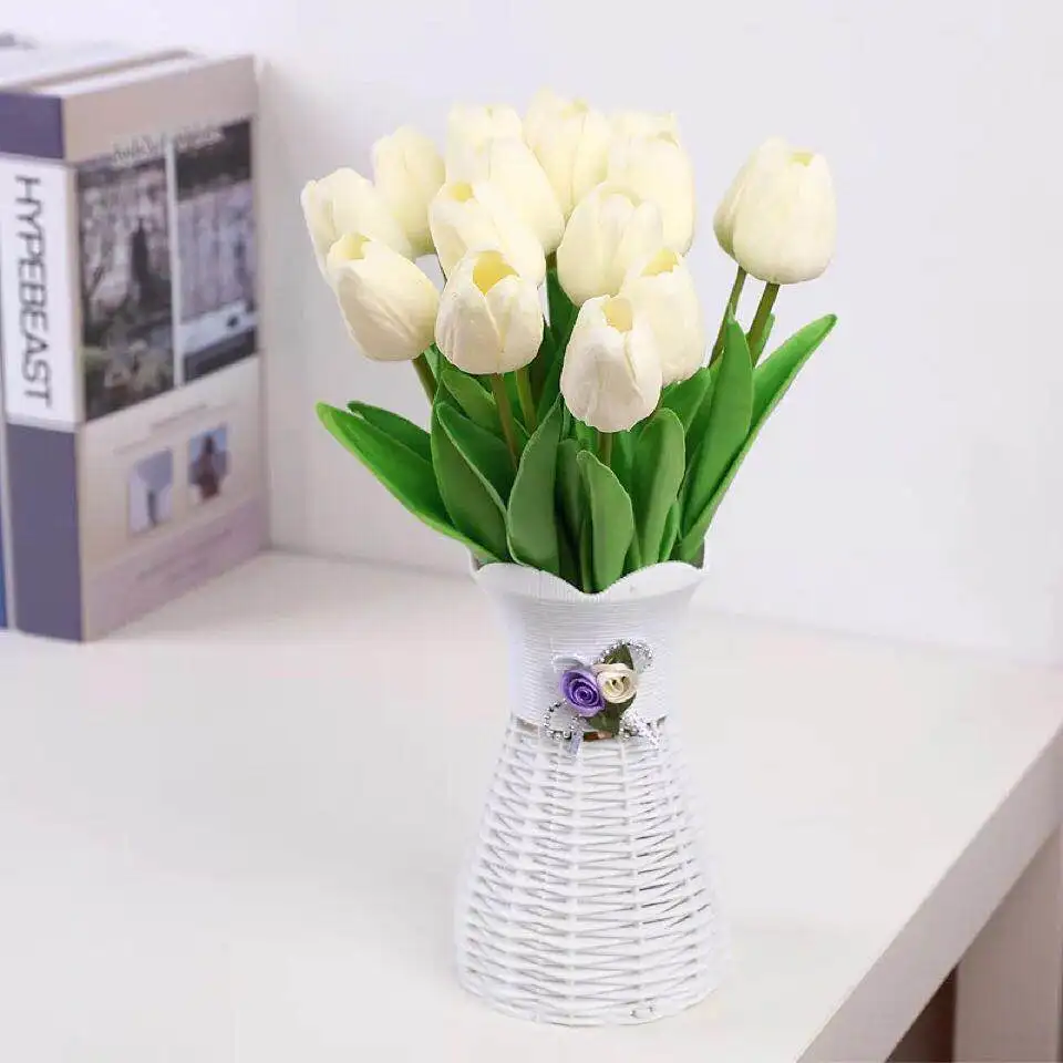 1 шт. Искусственные цветы тюльпаны оптом полиуретан на ощупь как настоящий искусственный букет из цветов для дома подарок свадебные декоративные цветы - Цвет: milk white