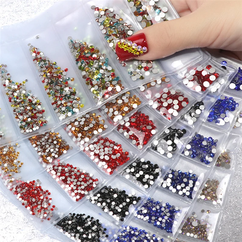 

Contigo Multiple Sizes Nail Rhinestones Glass Mix Crystals For 3d Nail Art 19 Style DIY Nail Decor Flat Bottom Nails Accessoires