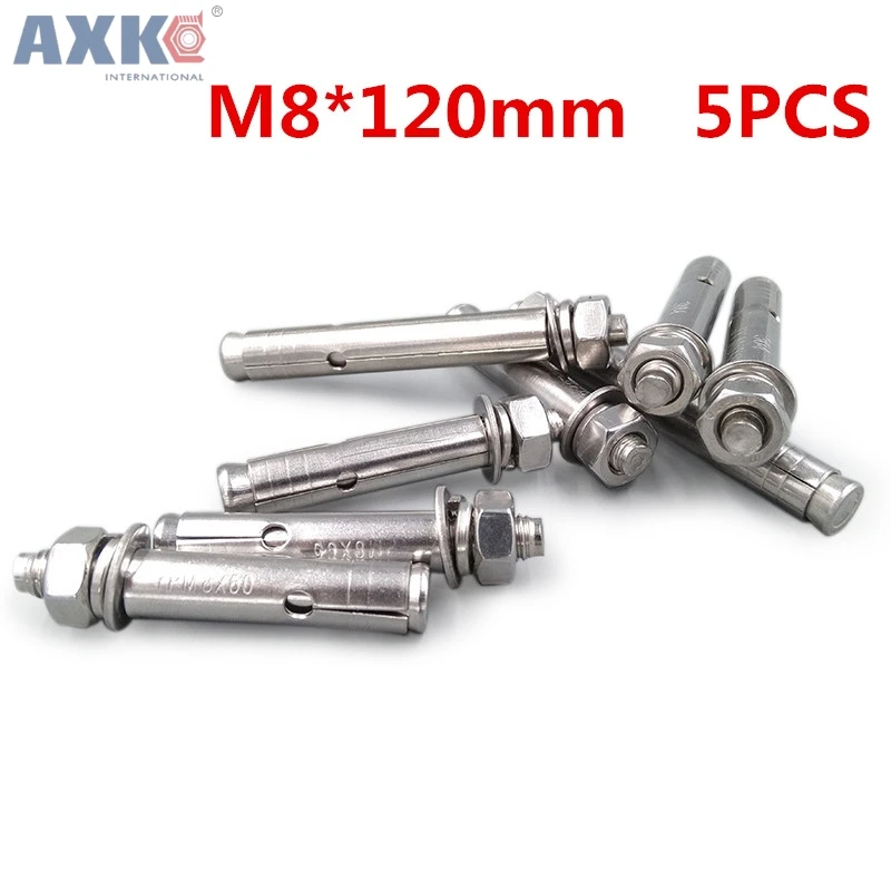 

AXK SHGO HOT-120mm Long M8 Thread Hex Nut Sleeve Anchor Expansion Bolts Screws 5pcs