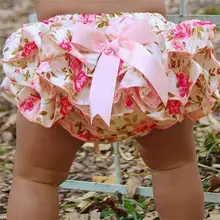Lucky детская одежда с цветочным принтом, с атласным бантом и шорты с рюшами комплект Bloomer атласные, для малышей, для девочек трусики штаны-шаровары