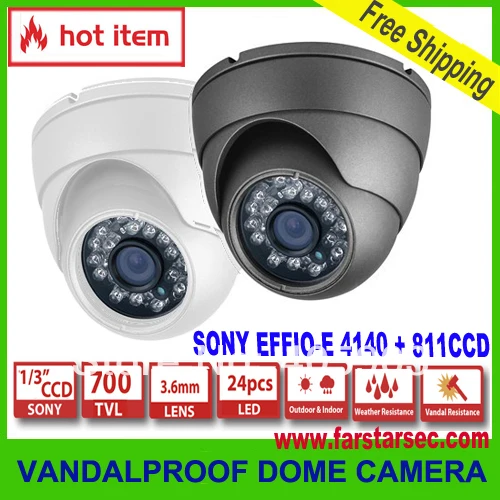 Free Shipping 700TVL SONY EFFIO-E 4140+811/812 Night Vision Color IR CCTV Dome Camera Vandal-proof Home Security | Безопасность и