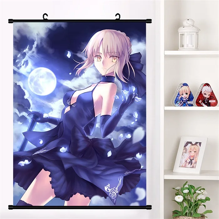 Аниме игра Fate/stay night Arturia Pendragon Saber Alter настенный свиток Фреска плакат Настенные подвесные плакаты коллекция домашнего декора - Цвет: J