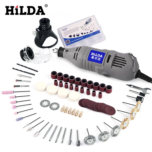 with 92 pcs HILDA 150 Вт электрическая дрель шлифовальная машина гравировальная ручка шлифовальная машина Мини дрель Электрический Роторный инструмент шлифовальный станок для Dremel аксессуары - Цвет: with 92 pcs