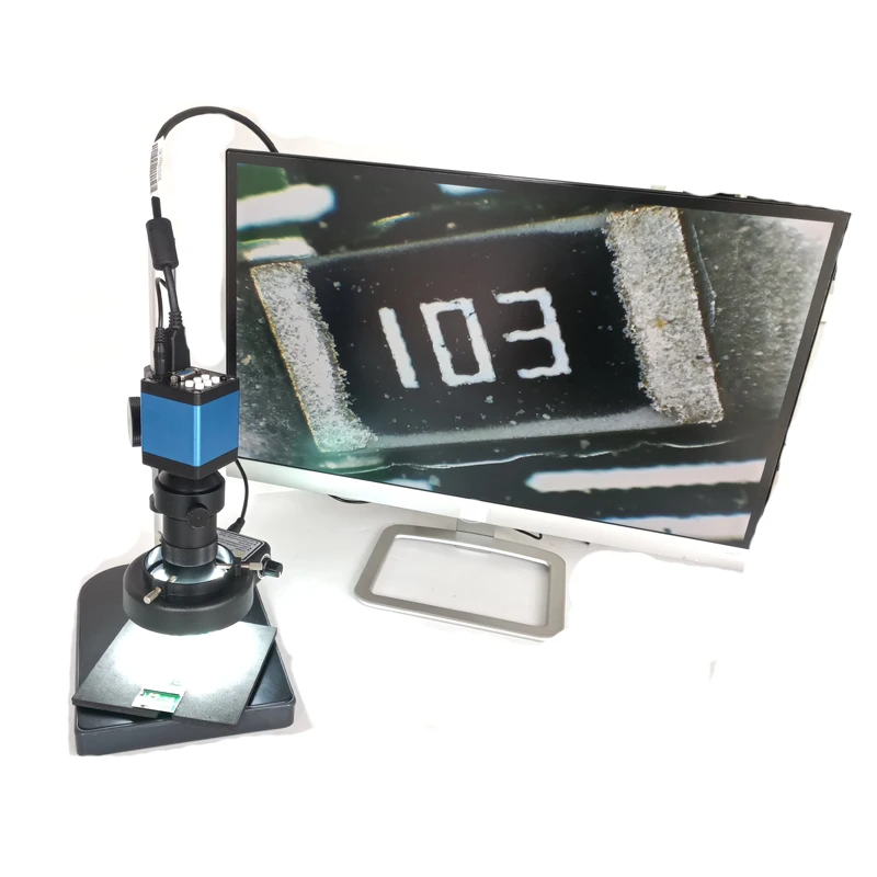  8X-130X Remote control 13MP HDMI VGA Industrial Microscope Digital camera 56 Led ring light for sol