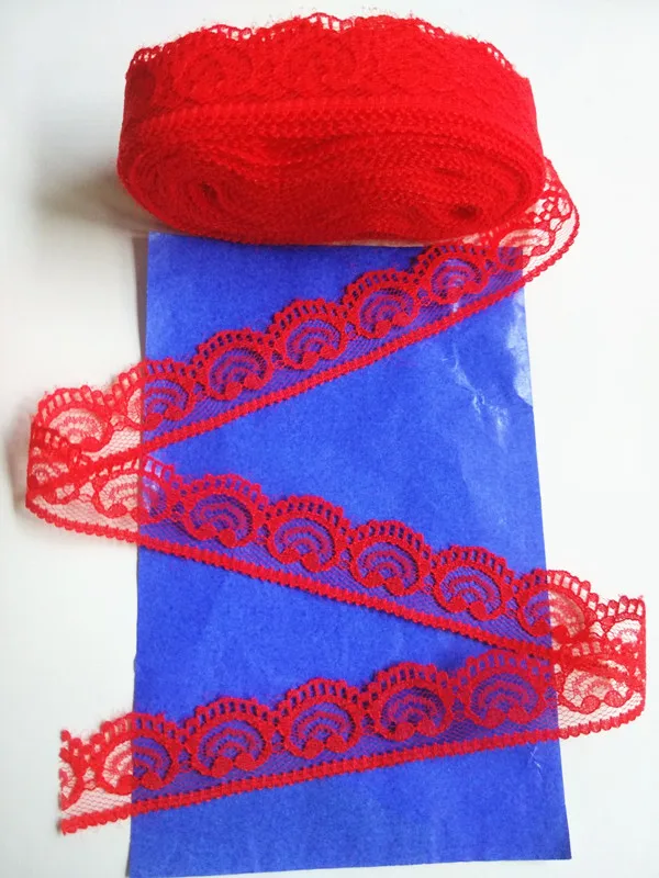 New! Free shipping sell beautiful red lace ribbon 10 yards wide and