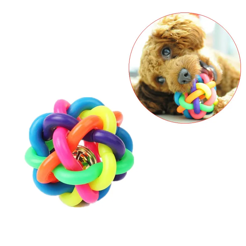 Новая Собака Щенок Pet узел из хлопчатобумажной веревки завязанный резиновый звук мяч колокольчик жевательная игрушка