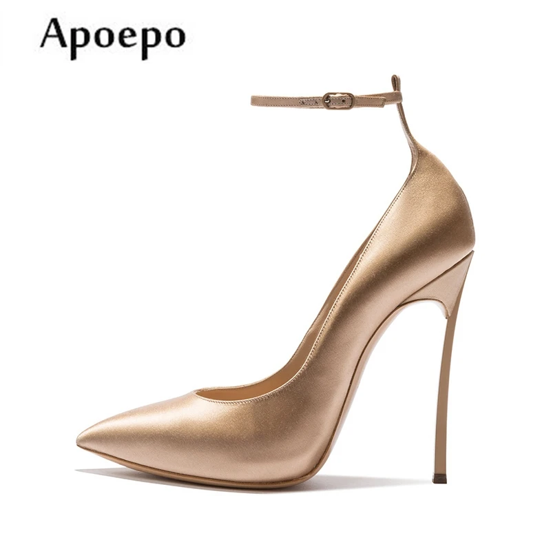New 2018 Newest Ankle Strap High Heel Shoes for Woman Sexy Pointed Toe Stiletto Heels Thin Heels Wedding Heels for the Bride New 2018 Newest Ankle Strap High Heel Shoes for Woman Sexy Pointed Toe Stiletto Heels Thin Heels Wedding Heels for the Bride