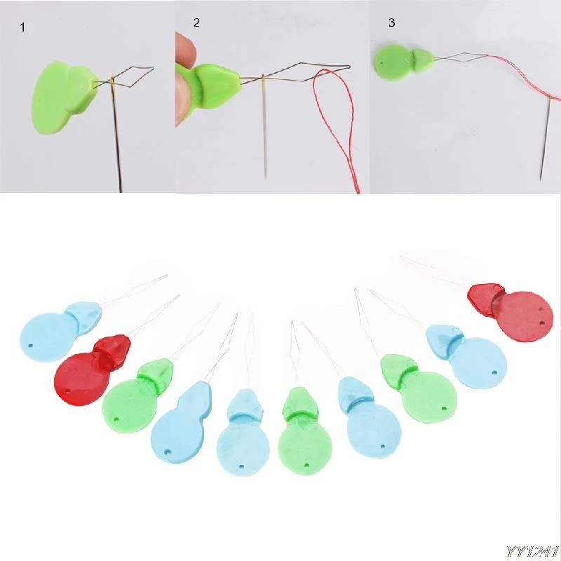 

10Pcs Plastic Bow Wire Needle Threader Hand Machine Sewing Stitch Insertion Tool Y110-Dropshipping