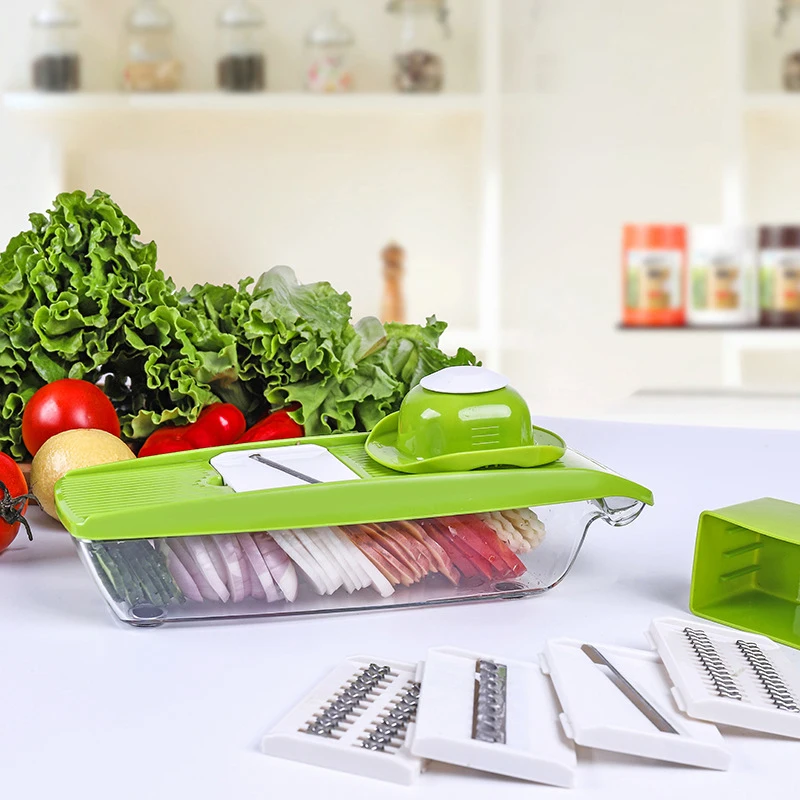 

Kitchen Manual Vegetable Fruit Slicer Onion Potato Carrot Cutter Grater Storage Container Adjustable Slicer