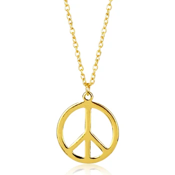 

Man's World Peace Symbolic Pendant Necklace Link Chain Choker Necklace for Men Women Shirt Decoration Necklace Colar