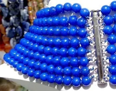 

DD Wholesale FREE SHIPPING >>>>> 8 rows Charming 6mm blue lapis lazuli necklace 17-24